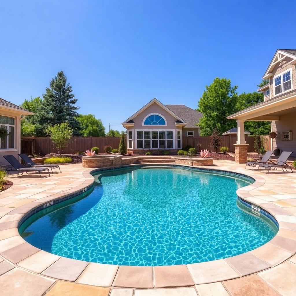 Aerial view of a residential swimming pool under construction in a backyard.