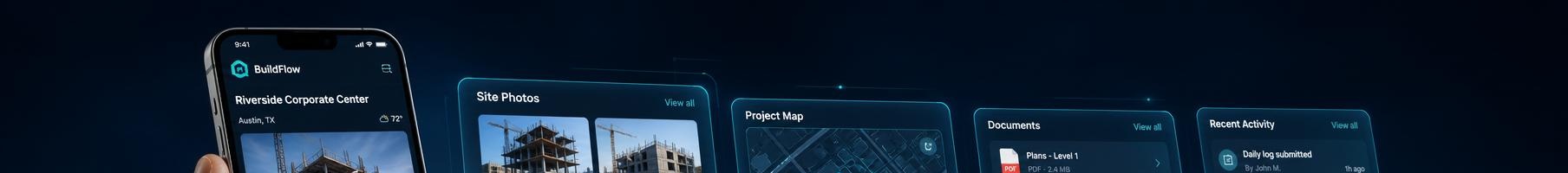 InQI mobile app capturing a site photo in the field, automatically linked to the project plan